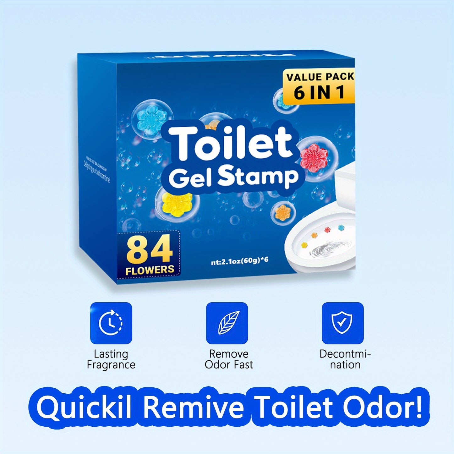 Flower Toilet Gel Stamp | 6 Packs Toilet Scent Fresheners | Toilet Fresheners Gel Toilet6 PacksToilet Gel Stamp