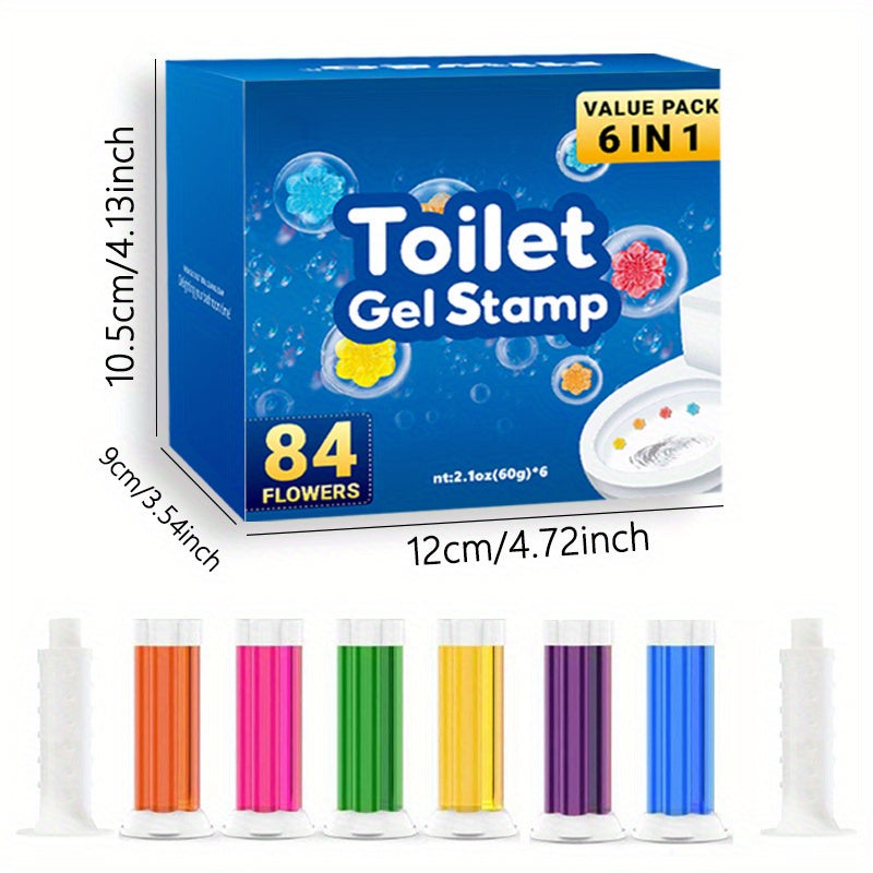 Flower Toilet Gel Stamp | 6 Packs Toilet Scent Fresheners | Toilet Fresheners Gel Toilet6 PacksToilet Gel Stamp