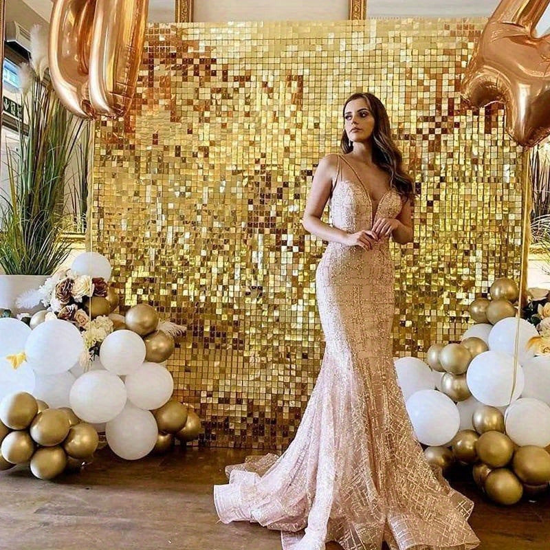[1pc Sequin Curtain] 1pcs Sequin Backdrop Curtain | Party Background Birthday Wedding Decor Baby Shower Glitter Foil Curtain Garland Wall