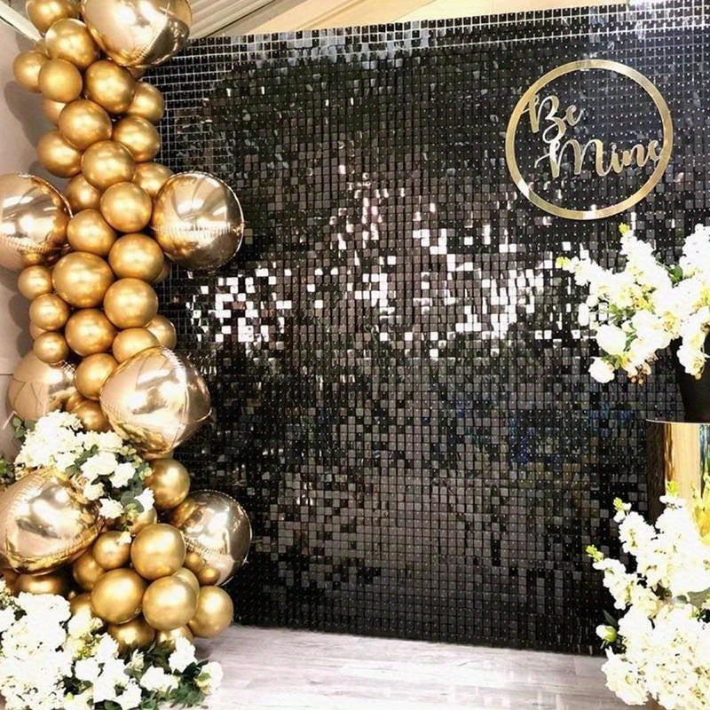 [1pc Sequin Curtain] 1pcs Sequin Backdrop Curtain | Party Background Birthday Wedding Decor Baby Shower Glitter Foil Curtain Garland Wall