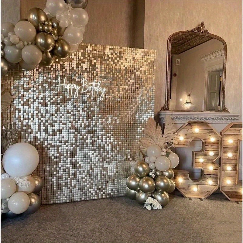 [1pc Sequin Curtain] 1pcs Sequin Backdrop Curtain | Party Background Birthday Wedding Decor Baby Shower Glitter Foil Curtain Garland Wall