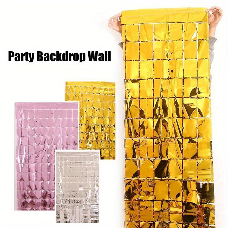 [1pc Sequin Curtain] 1pcs Sequin Backdrop Curtain | Party Background Birthday Wedding Decor Baby Shower Glitter Foil Curtain Garland Wall