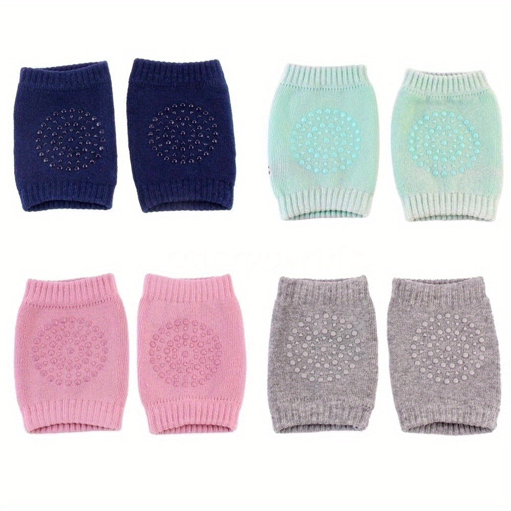 2pcs Baby Girl's Kids Soft Elastic Knee And Elbow Brace Pads For Babies, Toddlers Anti-Slip Crawling Safety Protector Leg Cushion For Infants
