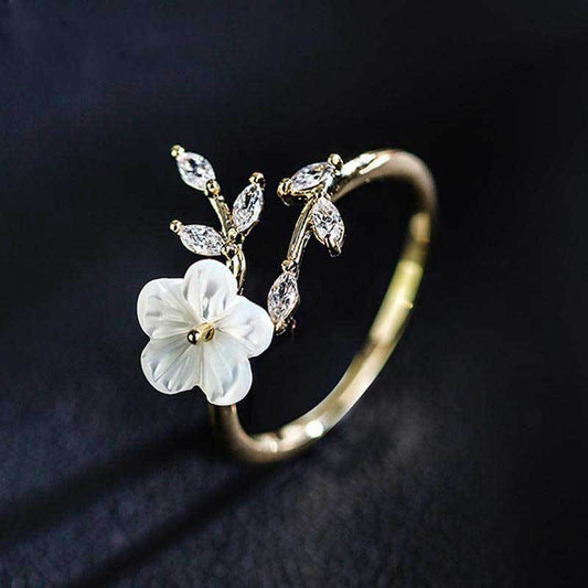 Creative Flower Leaf Ring, Trendy Party Jewelry, Christmas Halloween Gift, New Year's Gift, Valentine's Day Gift For Women Mom Family Friends
