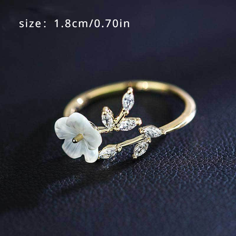 Creative Flower Leaf Ring, Trendy Party Jewelry, Christmas Halloween Gift, New Year's Gift, Valentine's Day Gift For Women Mom Family Friends