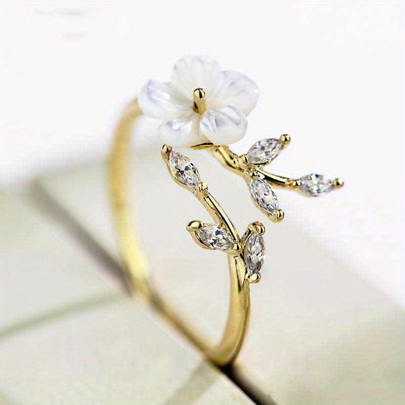 Creative Flower Leaf Ring, Trendy Party Jewelry, Christmas Halloween Gift, New Year's Gift, Valentine's Day Gift For Women Mom Family Friends