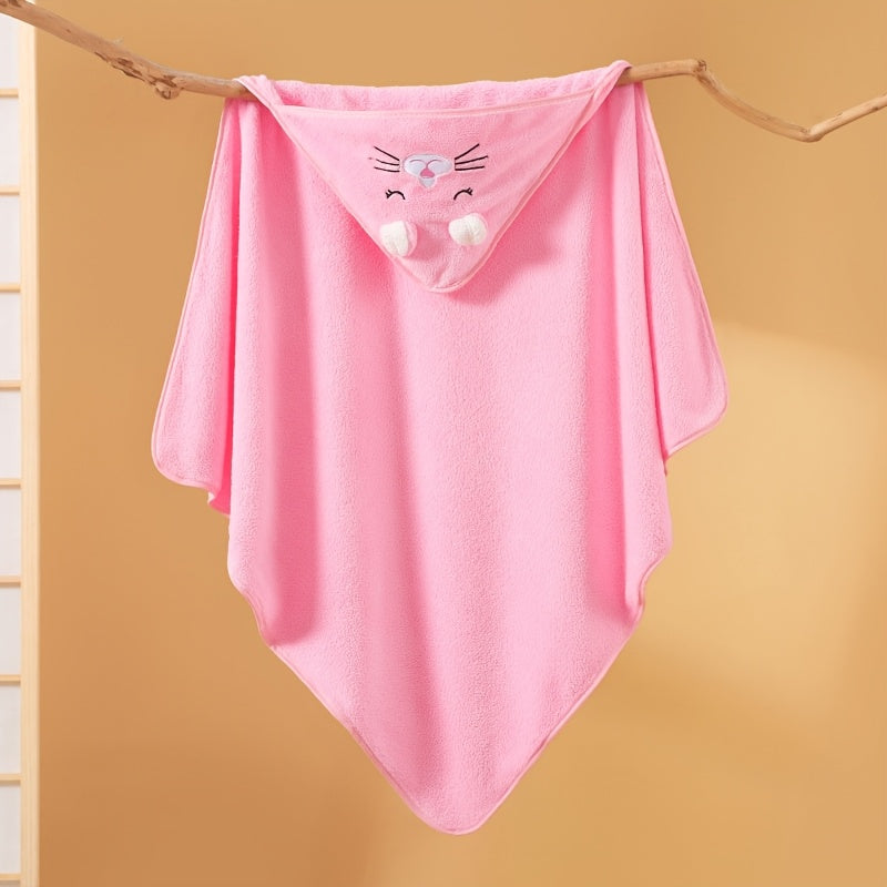 A Super Absorbent Microfiber Baby Bath Towel, Suitable for Infants Aged 0-2 Years, Featuring a Hood, Soft And Comfortable, with a Cartoon Design, Machine Washable, Perfect for Baby Bathing