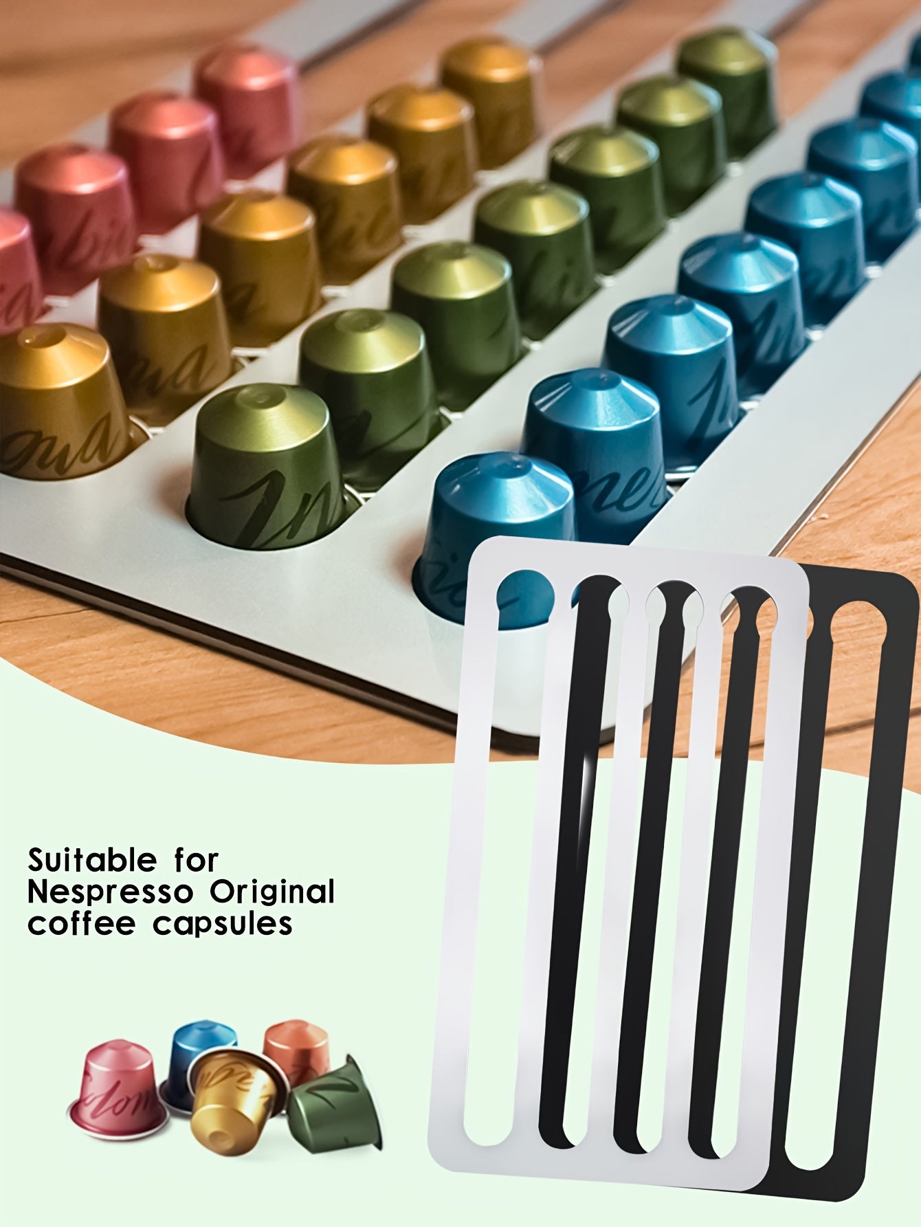 Rotary Coffee Capsule Holder Stand, Pod Tower Rack with Storage Shelves for 24/40 Capsules, Metal Construction