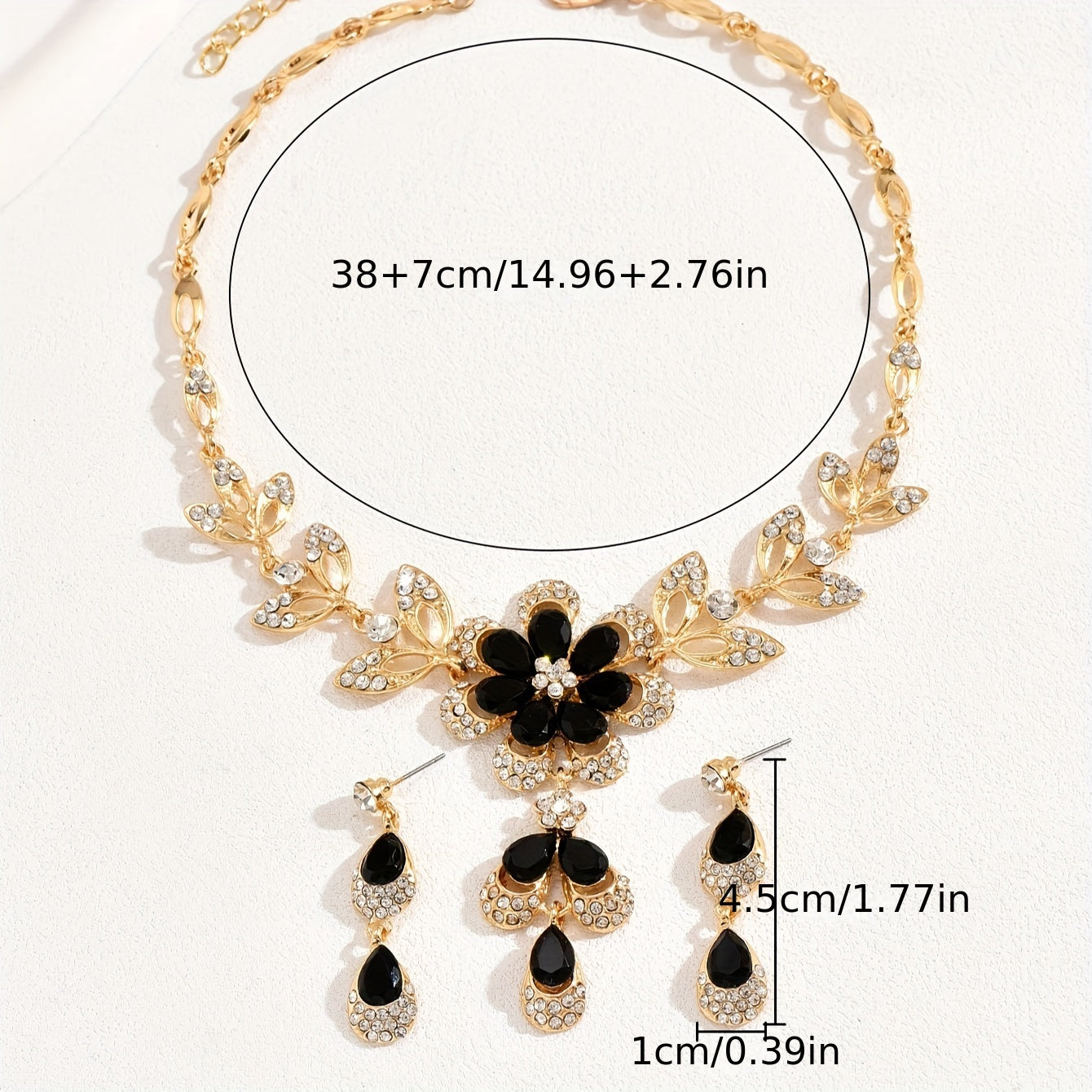 1 Pair Dangle Earrings +1 Pc Necklace With Pretty Flower Design