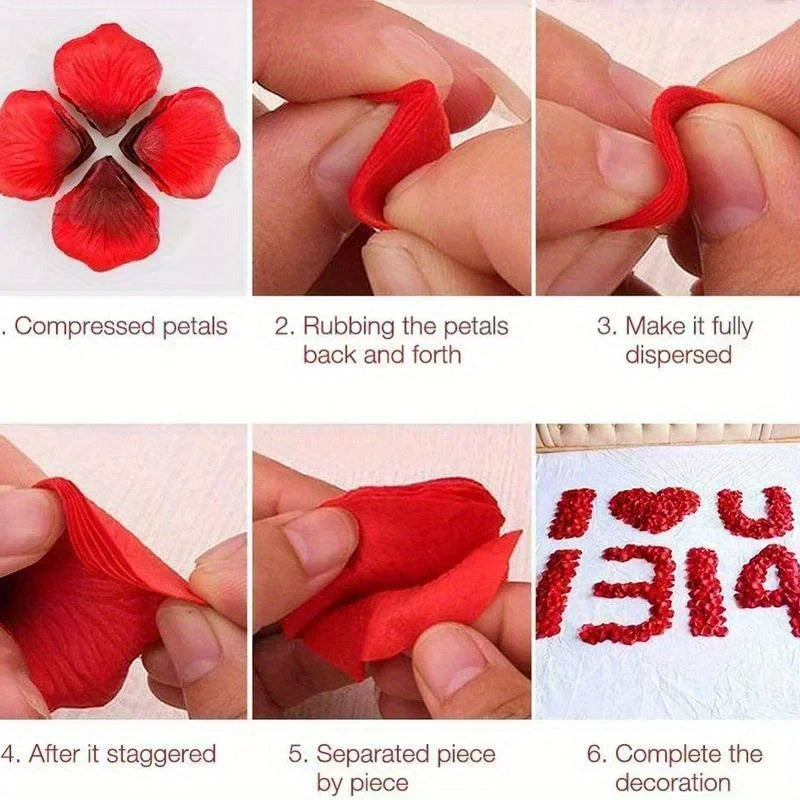1000PCS/Set Simulation Flower - 1000pcs Romantic Red Rose Petals - Artificial Flowers for Party, Event, and Home Decoration - Decorative Swags for Wedding and Valentine's Day