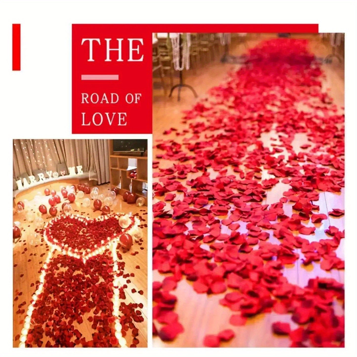 1000PCS/Set Simulation Flower - 1000pcs Romantic Red Rose Petals - Artificial Flowers for Party, Event, and Home Decoration - Decorative Swags for Wedding and Valentine's Day