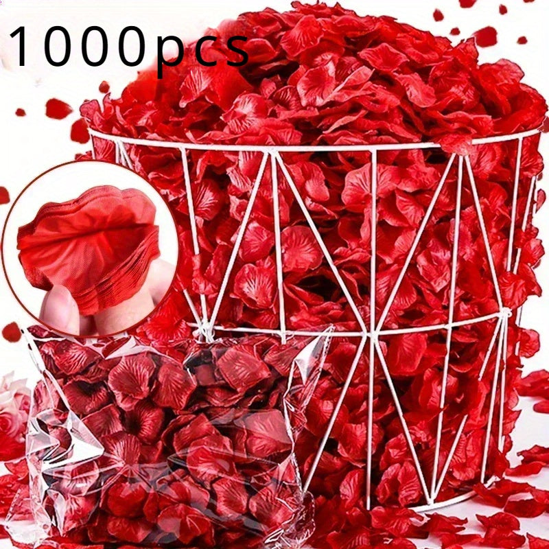1000PCS/Set Simulation Flower - 1000pcs Romantic Red Rose Petals - Artificial Flowers for Party, Event, and Home Decoration - Decorative Swags for Wedding and Valentine's Day