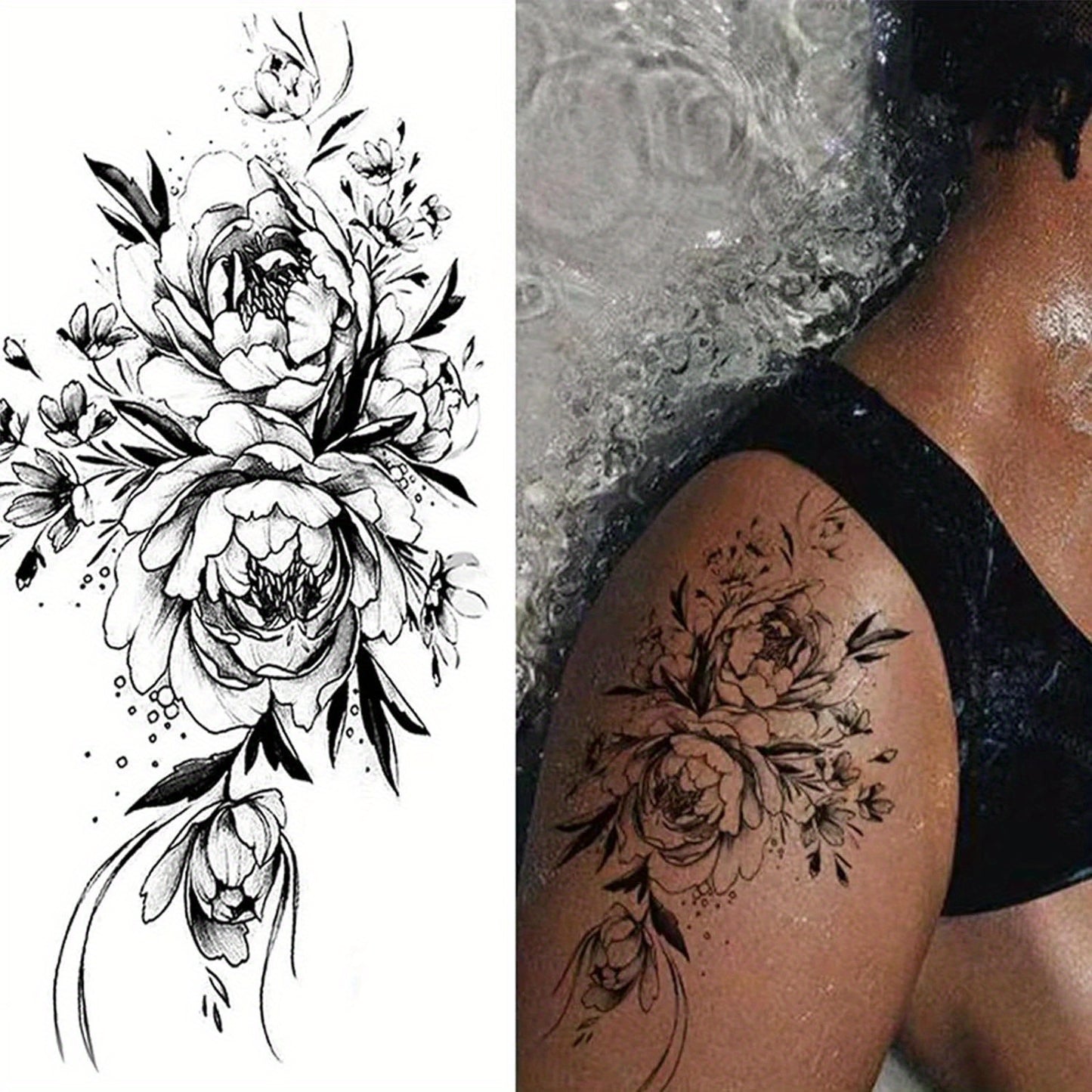 8pcs Flower Tattoos for Women, Temporary Sexy Tattoos, Realistic 3D Sketch Henna Tattoo Kit Sleeves for Women, Makeup Designs Chest Abdomen Back Tattoos