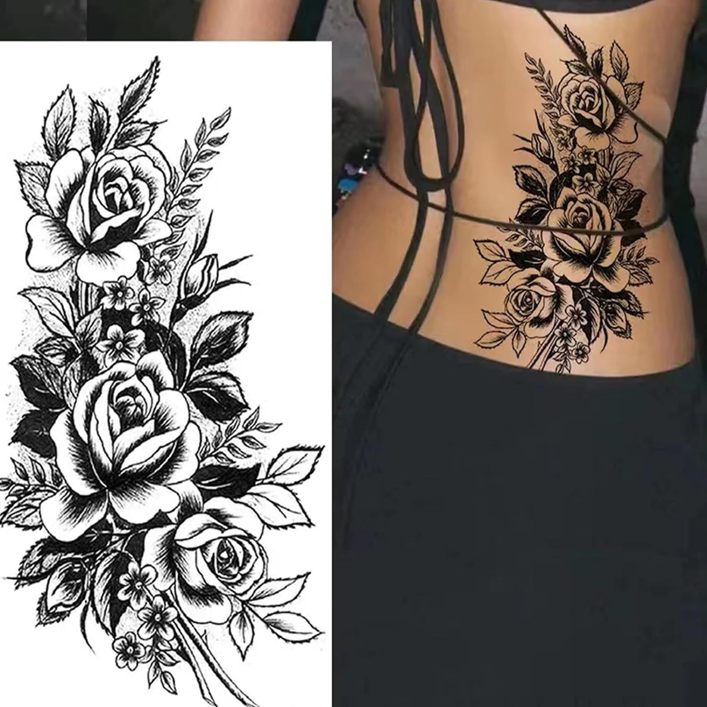 8pcs Flower Tattoos for Women, Temporary Sexy Tattoos, Realistic 3D Sketch Henna Tattoo Kit Sleeves for Women, Makeup Designs Chest Abdomen Back Tattoos