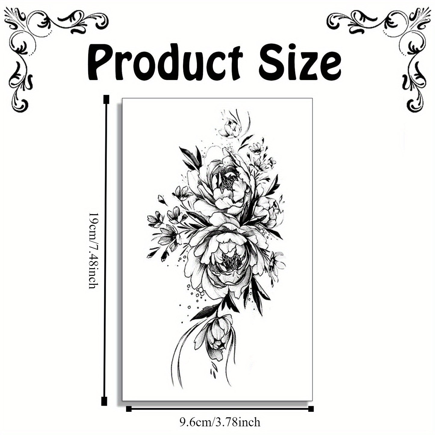 8pcs Flower Tattoos for Women, Temporary Sexy Tattoos, Realistic 3D Sketch Henna Tattoo Kit Sleeves for Women, Makeup Designs Chest Abdomen Back Tattoos