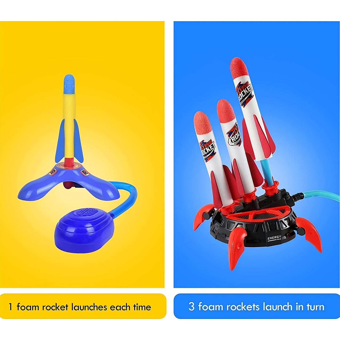 Kids Toy Rocket Launcher, Upgrade 3 Jumper Launcher Design, Jumping Rocket Launcher With 6 Foam Rockets, Fun Outdoor Toys For Boys Girls, Gift Toys For Boys Girls Over 6 Years Old