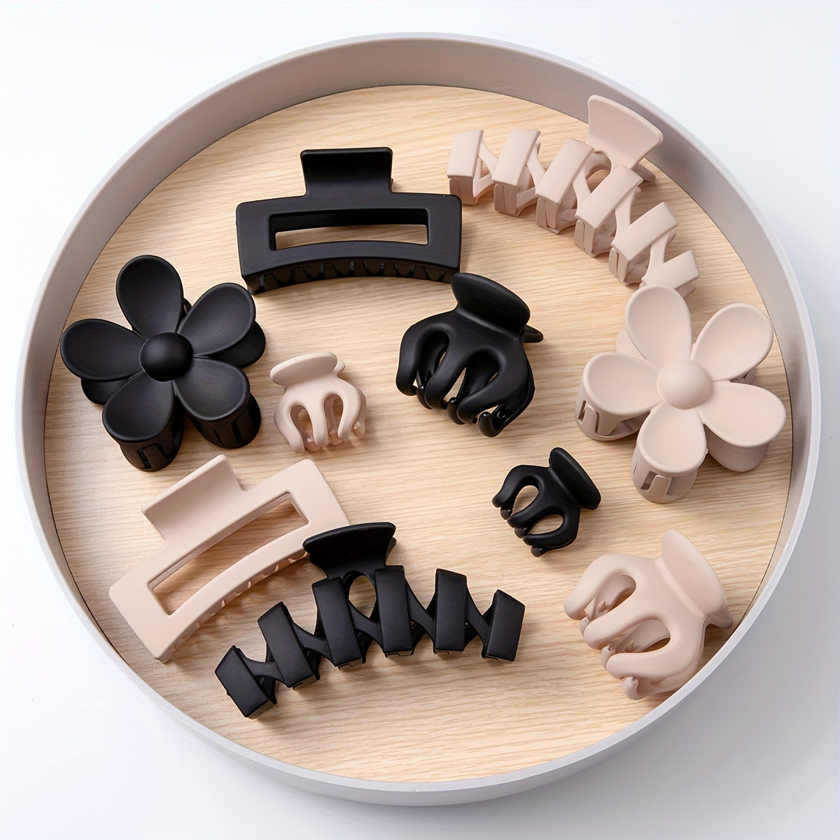 10pcs Solid Color Frosted Hair Grab Clips Flower Shaped Hair Claw Clips Hollow Out Ponytail Holders For Women And Daily Use