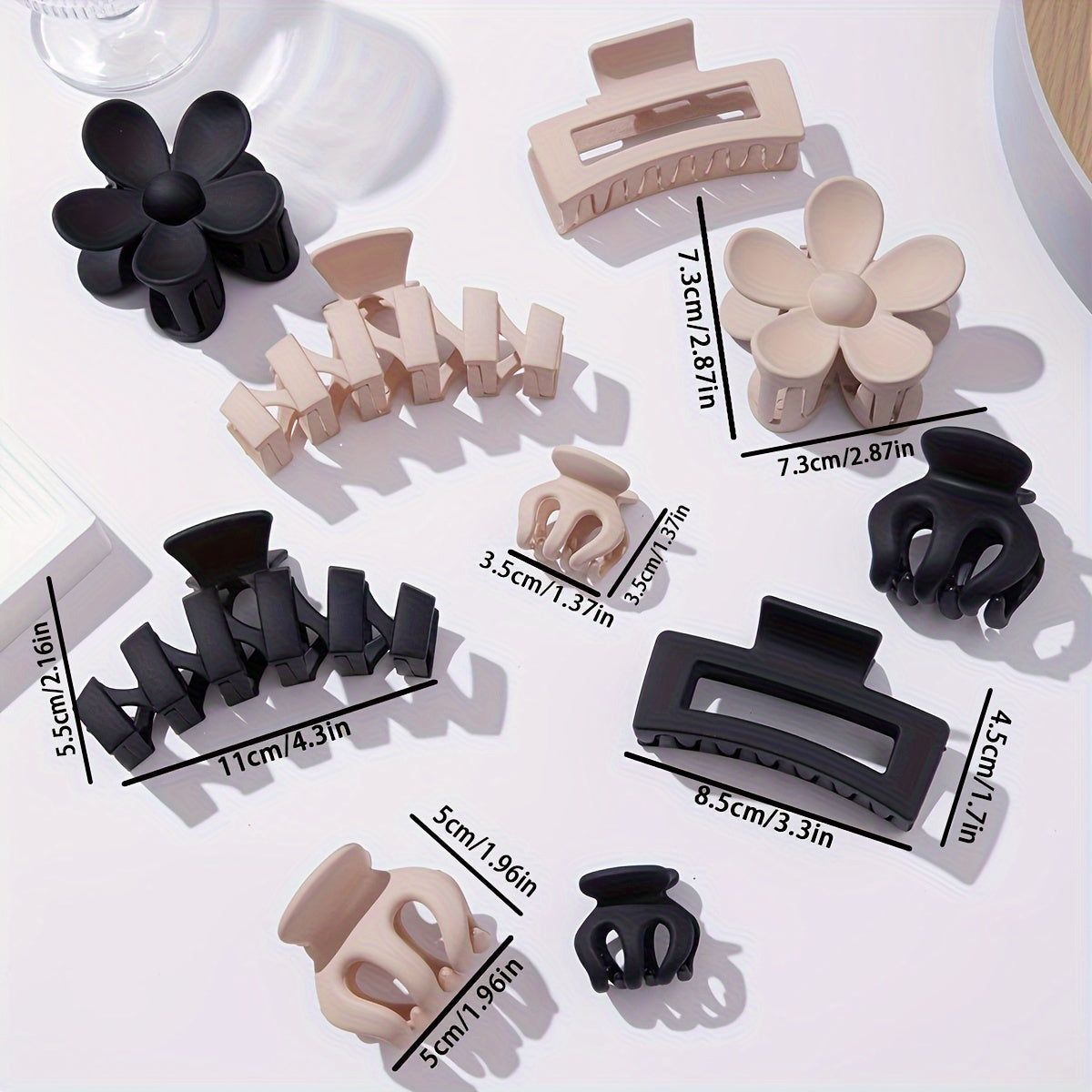 10pcs Solid Color Frosted Hair Grab Clips Flower Shaped Hair Claw Clips Hollow Out Ponytail Holders For Women And Daily Use