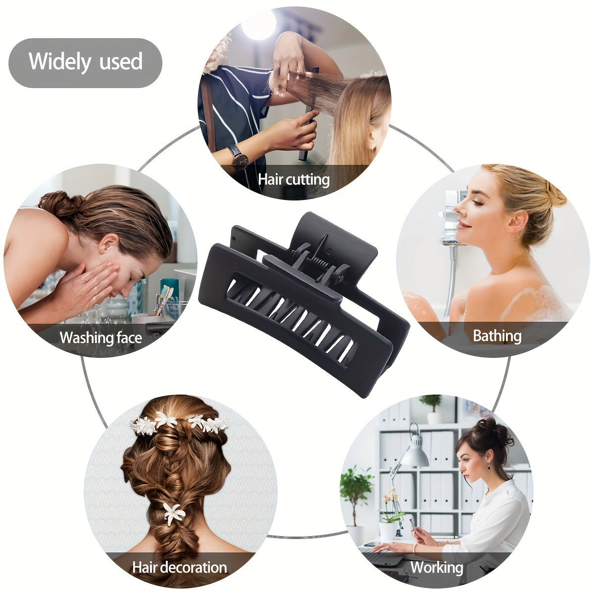 10pcs Solid Color Frosted Hair Grab Clips Flower Shaped Hair Claw Clips Hollow Out Ponytail Holders For Women And Daily Use