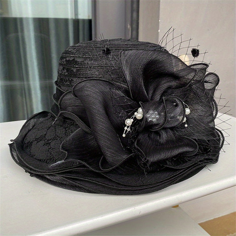 European and American Lace-Trimmed Elegant Flower Fisherman Hat Women's Summer Breathable Beach Sun Hat