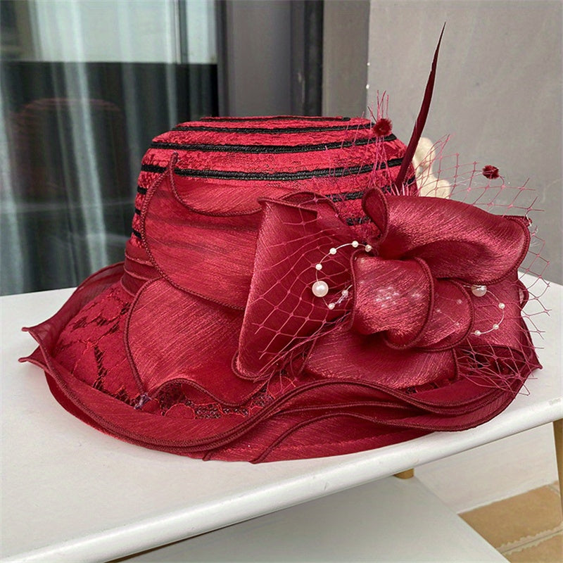 European and American Lace-Trimmed Elegant Flower Fisherman Hat Women's Summer Breathable Beach Sun Hat