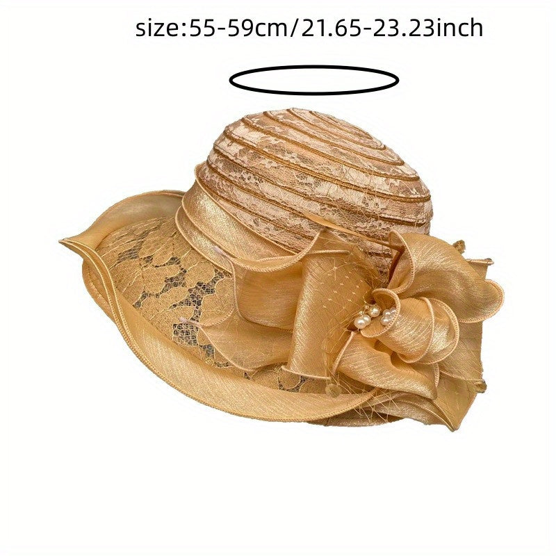 European and American Lace-Trimmed Elegant Flower Fisherman Hat Women's Summer Breathable Beach Sun Hat