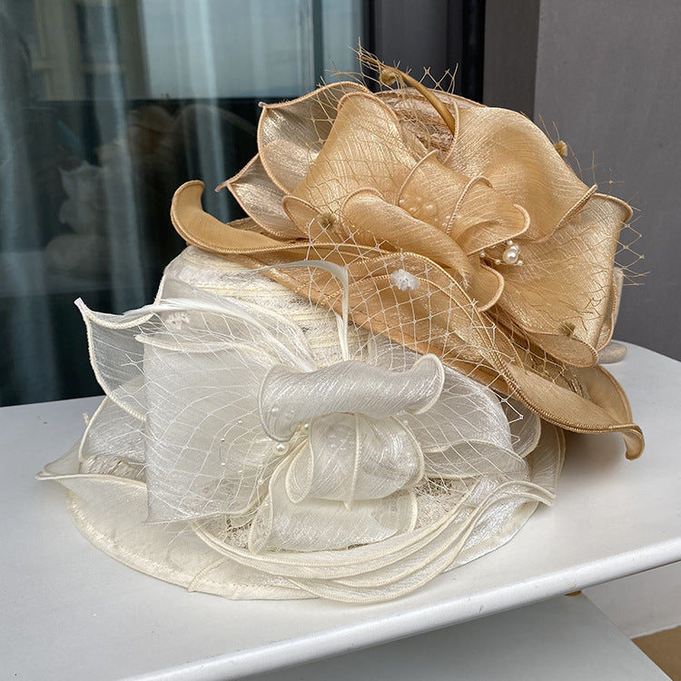 European and American Lace-Trimmed Elegant Flower Fisherman Hat Women's Summer Breathable Beach Sun Hat
