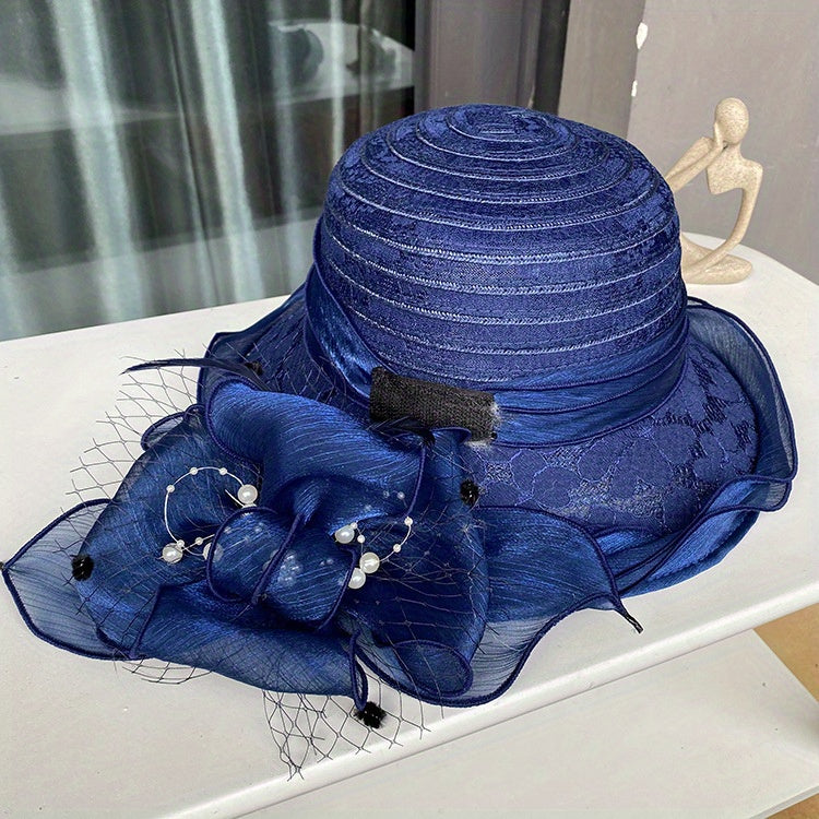 European and American Lace-Trimmed Elegant Flower Fisherman Hat Women's Summer Breathable Beach Sun Hat