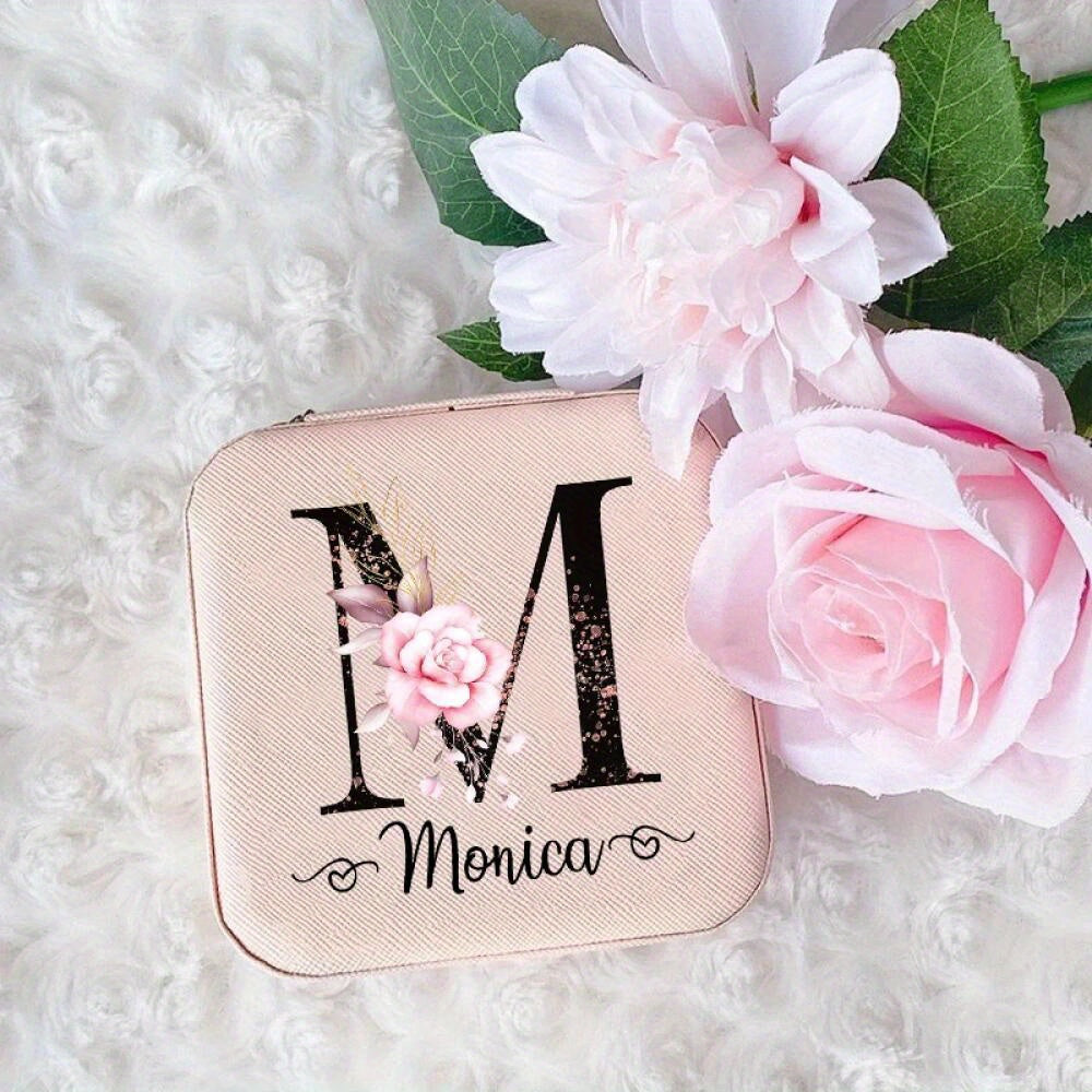 1pc Customized Birthday Flower Jewelry Box, Valentine's Day Christmas Jewelry Travel Storage Package Box, Christmas Mom Gift, Display Box, Personalized Proposal Box