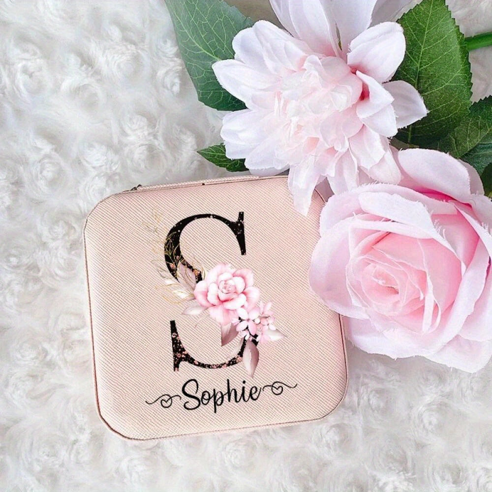 1pc Customized Birthday Flower Jewelry Box, Valentine's Day Christmas Jewelry Travel Storage Package Box, Christmas Mom Gift, Display Box, Personalized Proposal Box