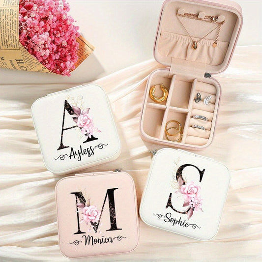 1pc Customized Birthday Flower Jewelry Box, Valentine's Day Christmas Jewelry Travel Storage Package Box, Christmas Mom Gift, Display Box, Personalized Proposal Box