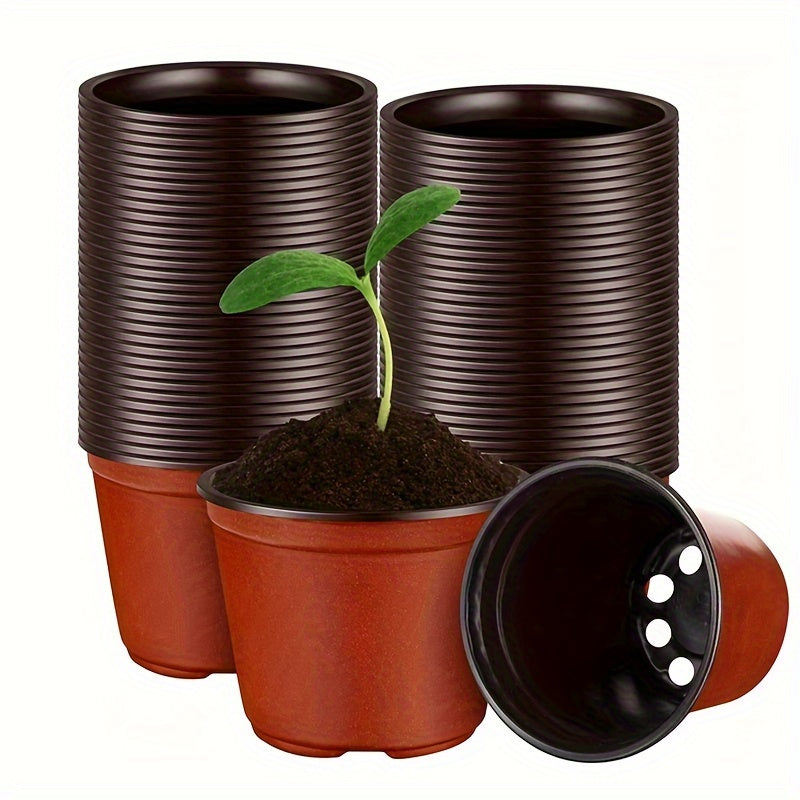 20pcs, Plant Nursery Pots Small Seed Starting Pots Seedling Plastic Plant Pot With Drainage Holes For Indoor Outdoor Planting Garden Flower Plant Container Cups Planter 4in