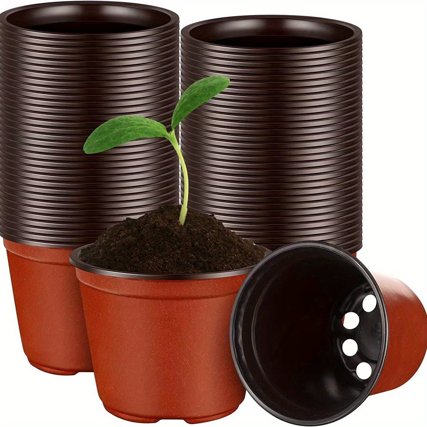 20pcs, Plant Nursery Pots Small Seed Starting Pots Seedling Plastic Plant Pot With Drainage Holes For Indoor Outdoor Planting Garden Flower Plant Container Cups Planter 4in