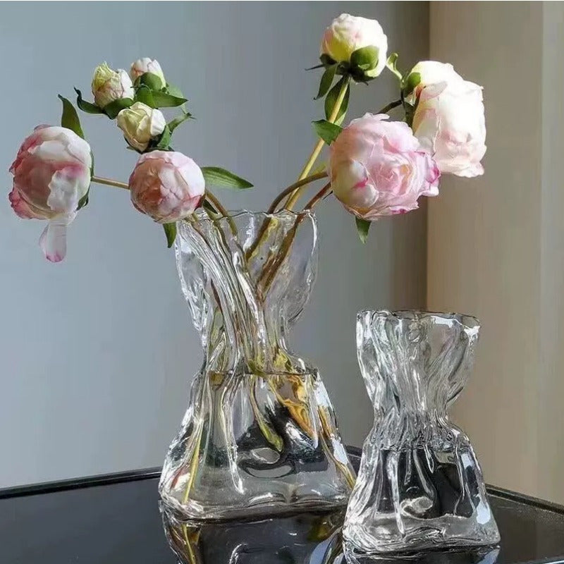 1pc Nordic Transparent Glass Vase, Creative Aquatic Flower Rose Flower Arrangement, Table Decoration Ornament, Bridesmaid Gift, For Home Room Living Room Office Decor, Mother's Day Spring Easter Gift