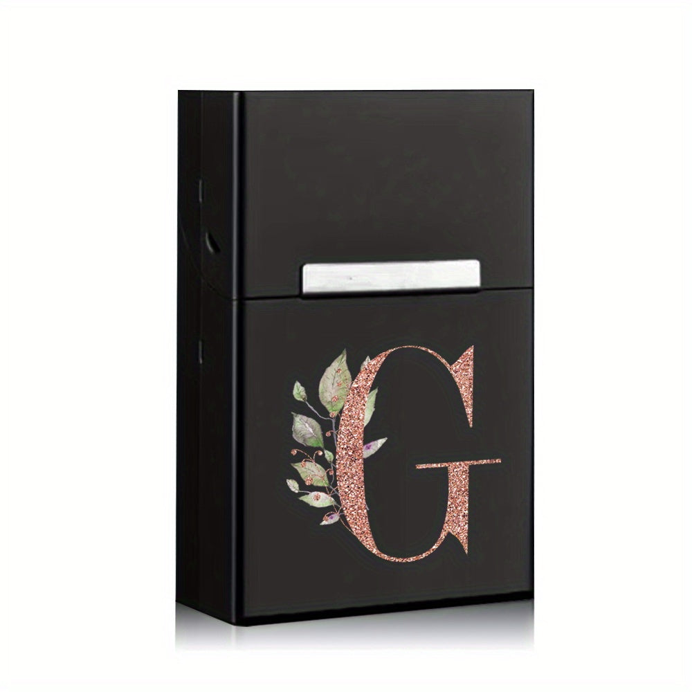 Rose Golden Letter Flower Printing Cigarette Box Storage Box Men's Cigarette Clip Portable Metal Organizer Smoke Case