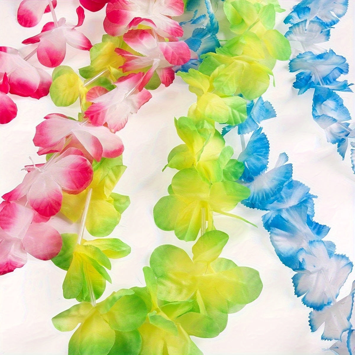 20pcs, Hawaiian Necklace Tropical Luau Flower Lei Headbands - Party Favors, Wedding Decorations, Beach Birthday Supplies, Halloween Decorations, Christmas Decorations