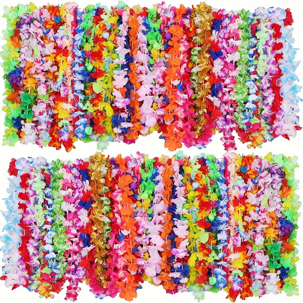 20pcs, Hawaiian Necklace Tropical Luau Flower Lei Headbands - Party Favors, Wedding Decorations, Beach Birthday Supplies, Halloween Decorations, Christmas Decorations