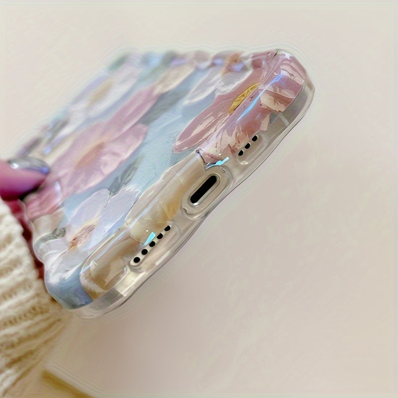 Art Oil Painting Phone Case Blu-Ray Flower Phone Case Full Pack Phone Case for Iphone 11/12/13/14/15 Pro/Pro Max