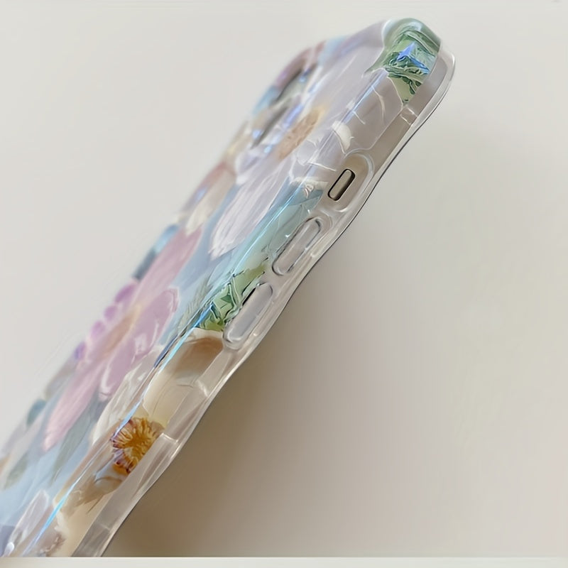 Art Oil Painting Phone Case Blu-Ray Flower Phone Case Full Pack Phone Case for Iphone 11/12/13/14/15 Pro/Pro Max