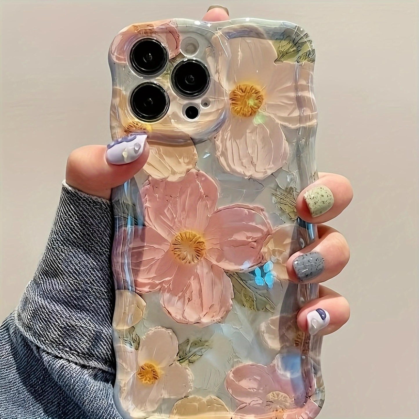 Art Oil Painting Phone Case Blu-Ray Flower Phone Case Full Pack Phone Case for Iphone 11/12/13/14/15 Pro/Pro Max