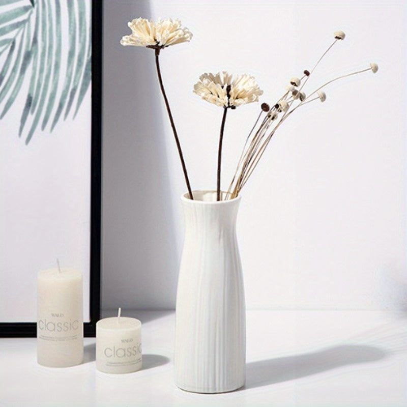 Minimalist Nordic-Style Plastic Vase - Durable, Rectangular Design for Living Room Decor