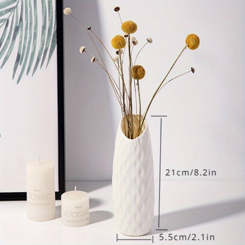 Minimalist Nordic-Style Plastic Vase - Durable, Rectangular Design for Living Room Decor