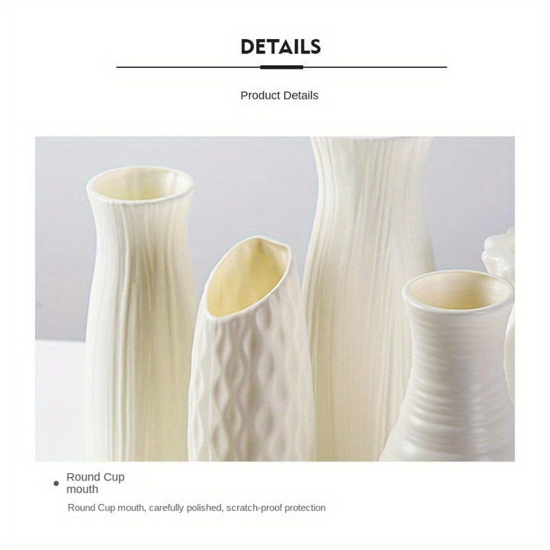 Minimalist Nordic-Style Plastic Vase - Durable, Rectangular Design for Living Room Decor