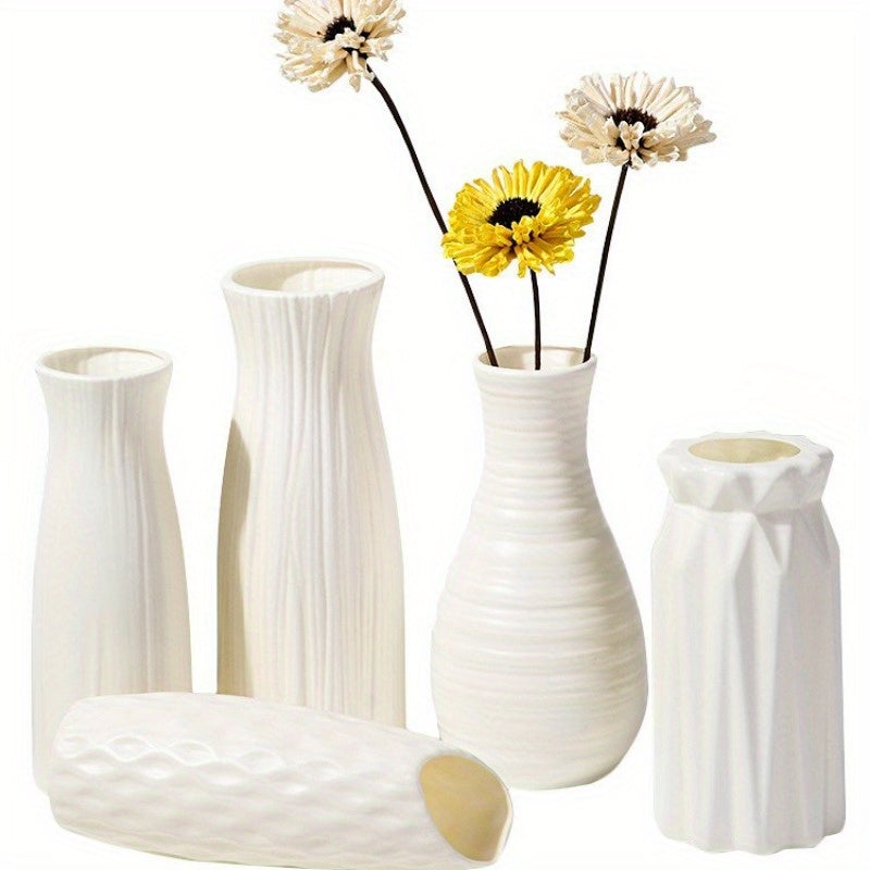 Minimalist Nordic-Style Plastic Vase - Durable, Rectangular Design for Living Room Decor