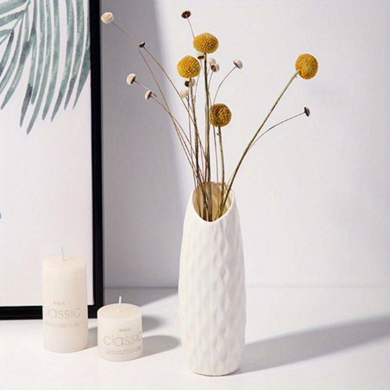 Minimalist Nordic-Style Plastic Vase - Durable, Rectangular Design for Living Room Decor