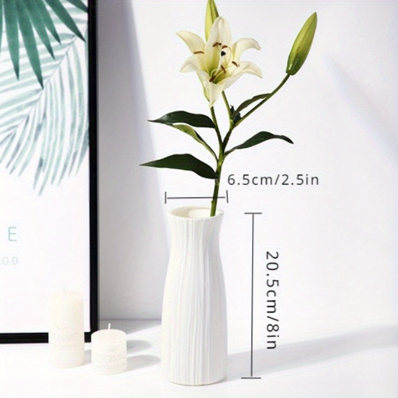 Minimalist Nordic-Style Plastic Vase - Durable, Rectangular Design for Living Room Decor