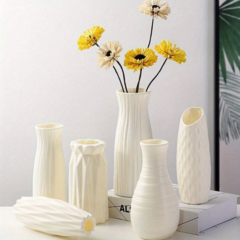 Minimalist Nordic-Style Plastic Vase - Durable, Rectangular Design for Living Room Decor