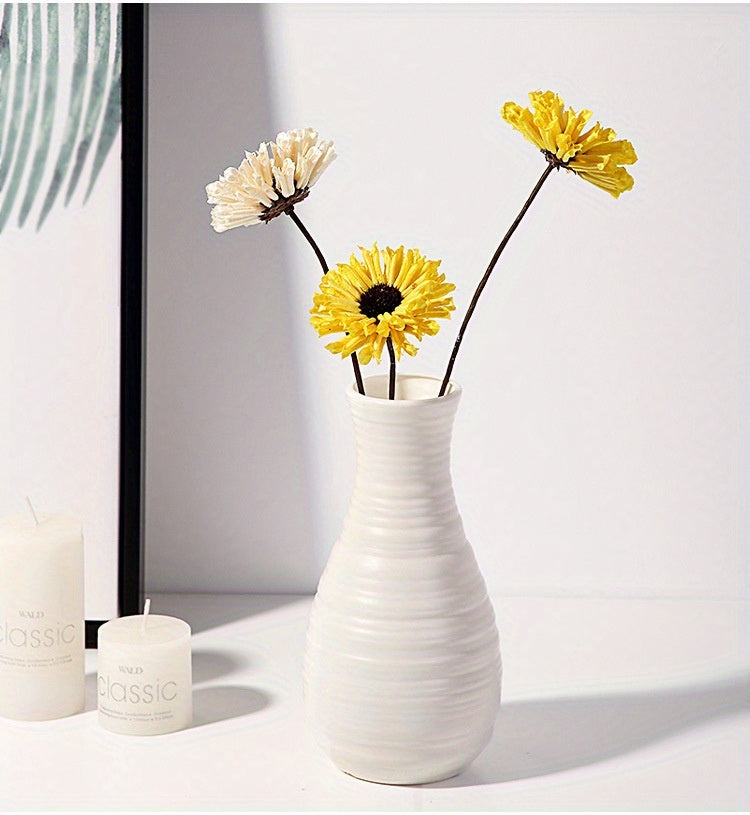 Minimalist Nordic-Style Plastic Vase - Durable, Rectangular Design for Living Room Decor