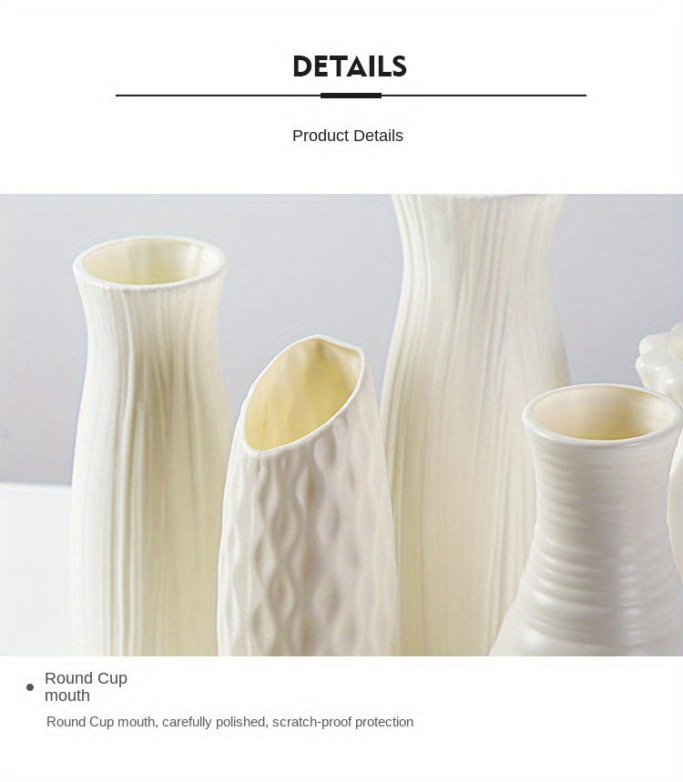 Minimalist Nordic-Style Plastic Vase - Durable, Rectangular Design for Living Room Decor