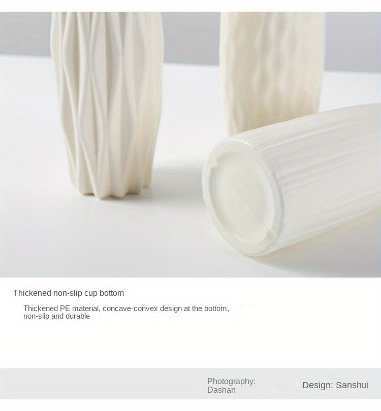 Minimalist Nordic-Style Plastic Vase - Durable, Rectangular Design for Living Room Decor